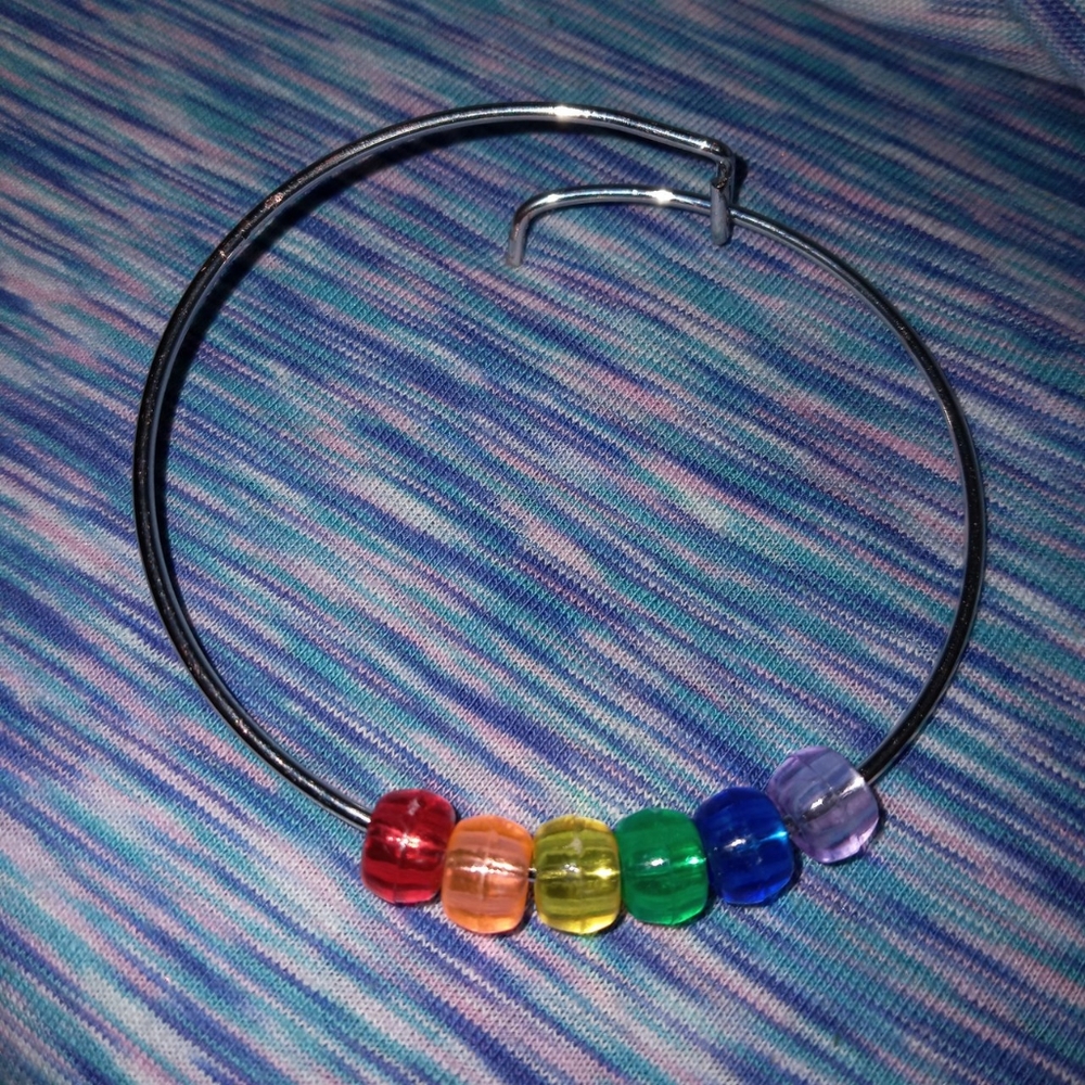 New essential LGBT pride silver plated bangle bracelet hand crafted